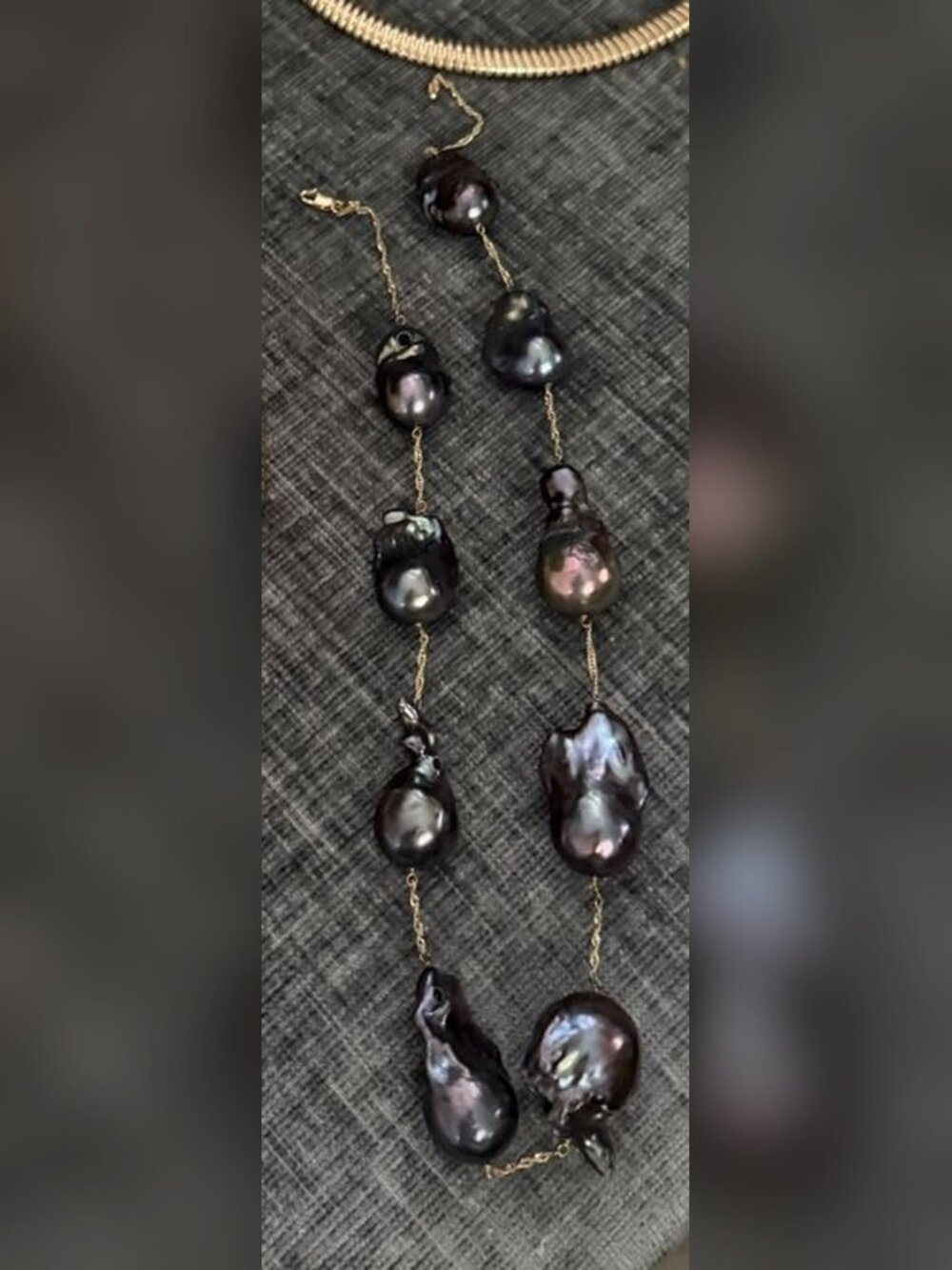 Peacock Baroque Pearl Station Necklace